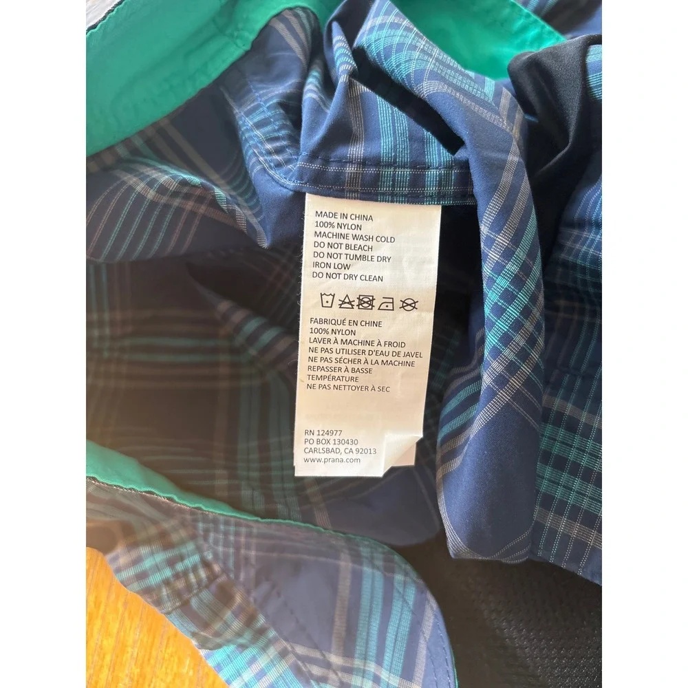 Prana men's size 35 blue board‎ shorts plaid